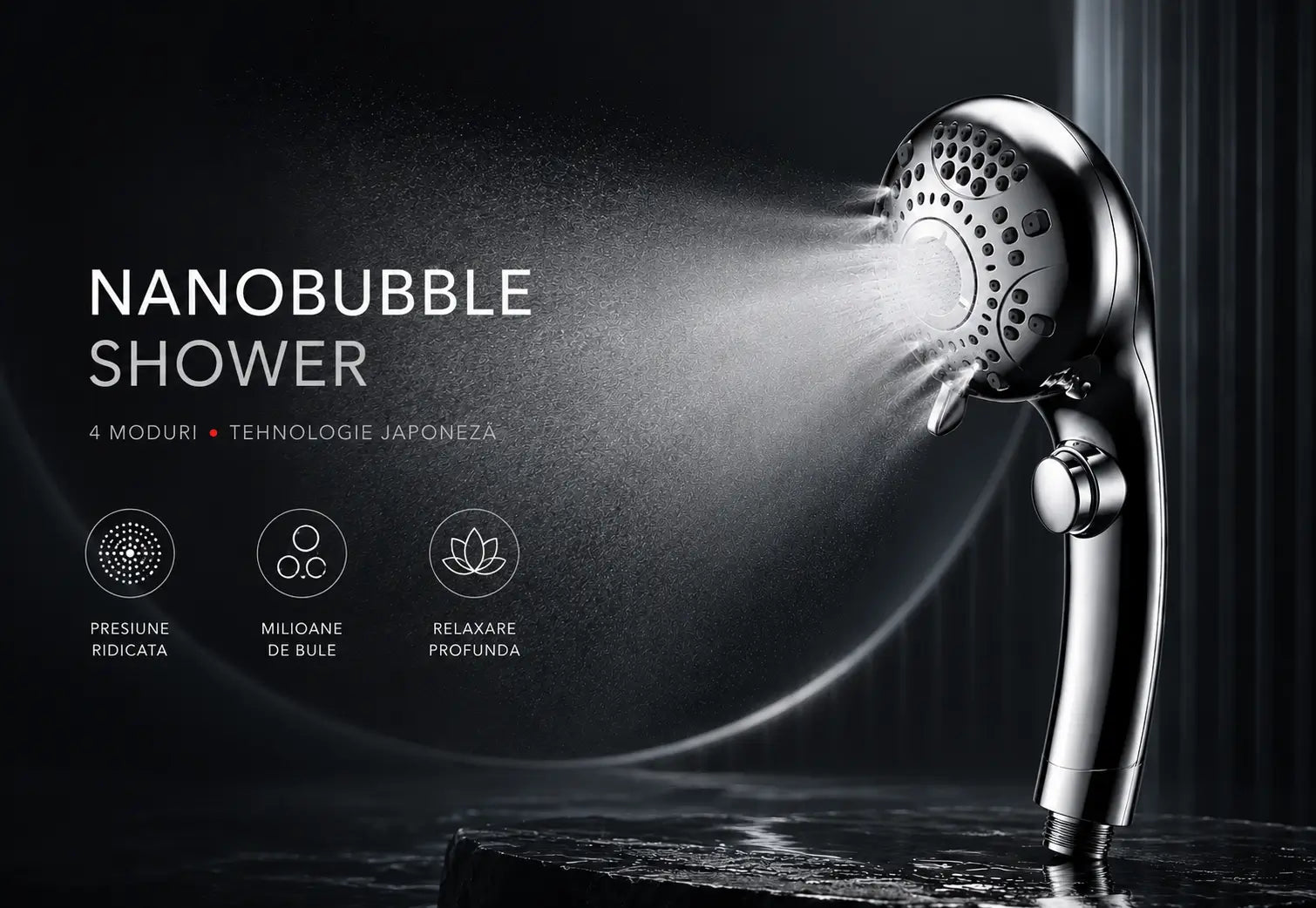 Cap de duș NanoBubble cu jet fin